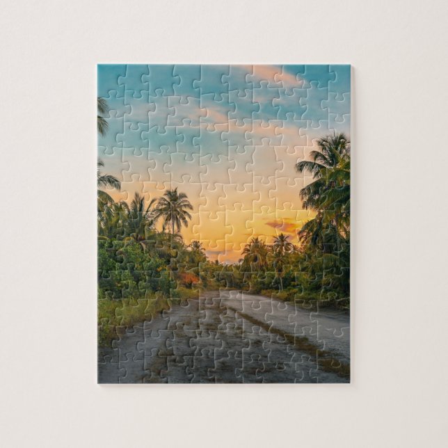 Sunset on Sandy Beach Path Jigsaw Puzzle (Vertical)