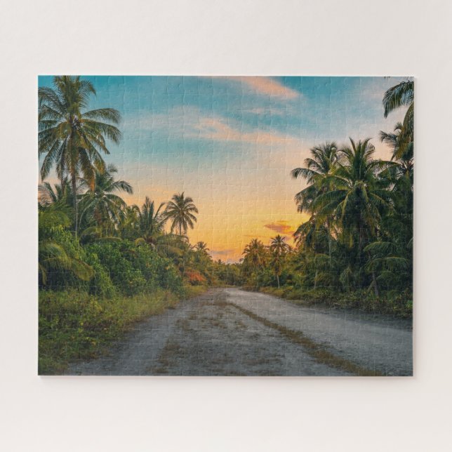 Sunset on Sandy Beach Path Jigsaw Puzzle (Horizontal)