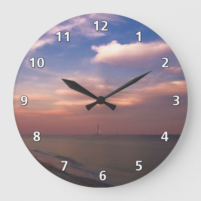 Sunset on Sanibel Island Large Clock (Front)