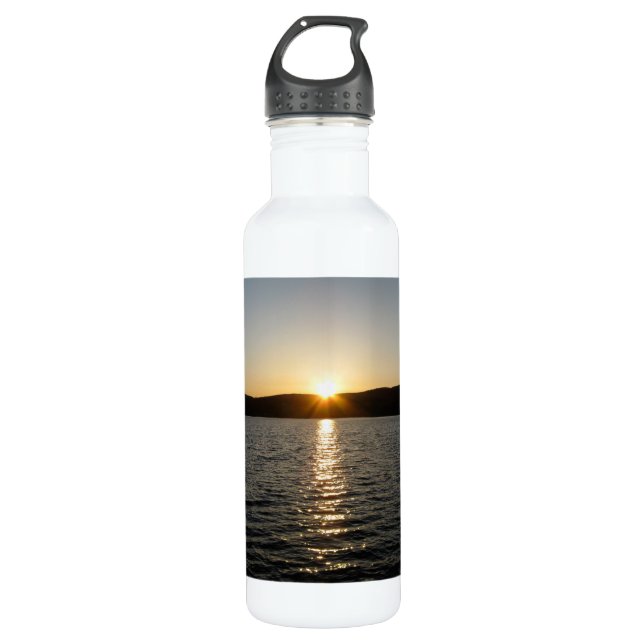 Sunset on Serene Water Stainless Steel Water Bottle (Front)