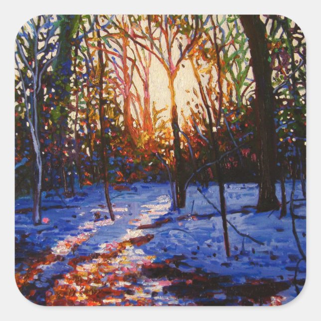 Sunset on snow 2010 square sticker (Front)