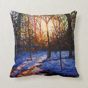 Sunset on snow 2010 throw pillow