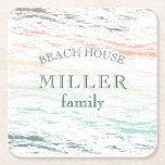 Sunset On The Beach Boho Monogram Square Paper Coaster at Zazzle