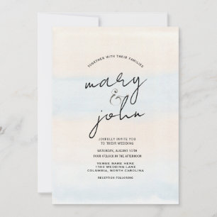 sunset on the beach destination wedding coral invitation