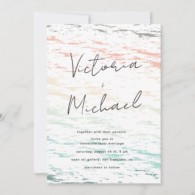 sunset on the beach destination wedding invitation (Front)