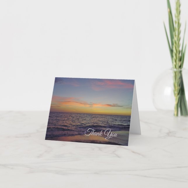 Sunset on the Beach Letterpress Thank You Card (Front)