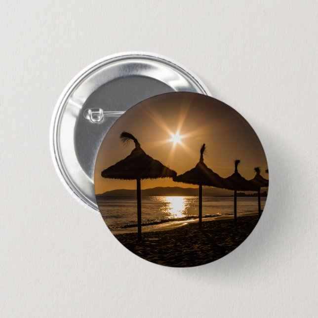 Sunset on the beach, Mallorca, Spain Button (Front & Back)