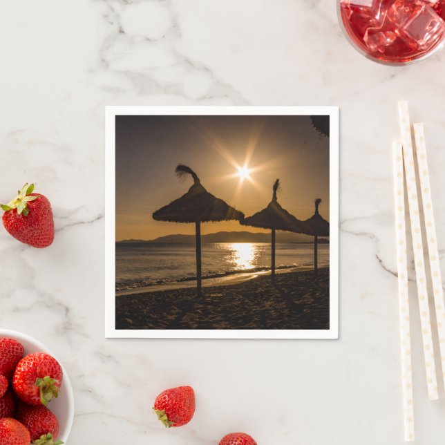 Sunset on the beach, Mallorca, Spain Napkins (Insitu)