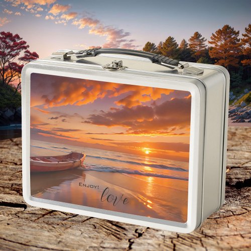 Sunset on the Beach Metal Lunch Box
