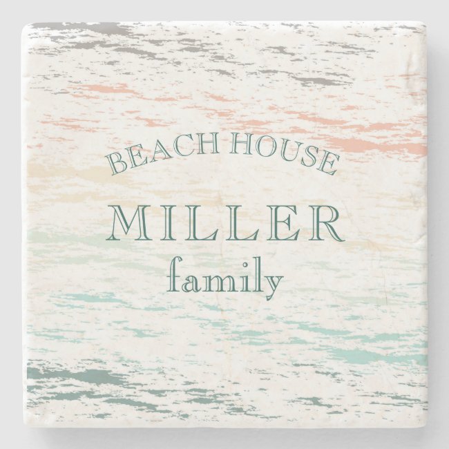 sunset on the beach monogram beach house stone coaster