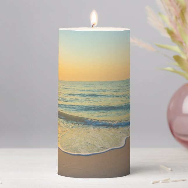Sunset on the Beach Pillar Candle (In Situ)