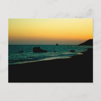 sunset on the beach postcard