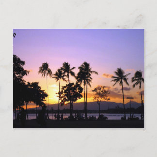 Sunset on the beach postcard