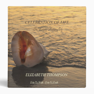 Sunset On The Beach Seashell Celebration of Life 3 Ring Binder