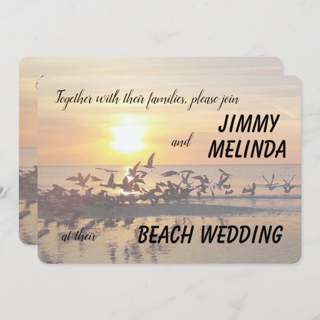 Sunset on the Beach Theme Wedding Invitation (Front/Back)