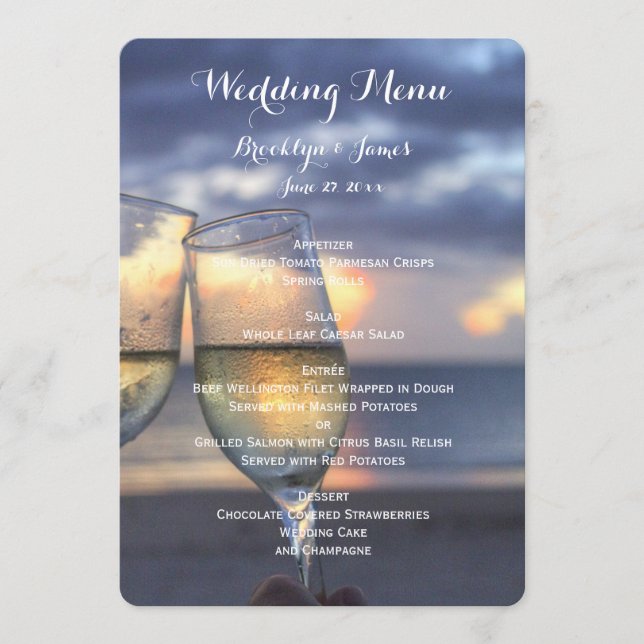 Sunset On The Beach Wedding Menu (Front)