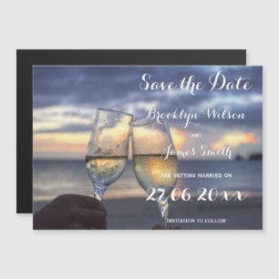 Sunset On The Beach Wedding Save The Date Magnetic Invitation