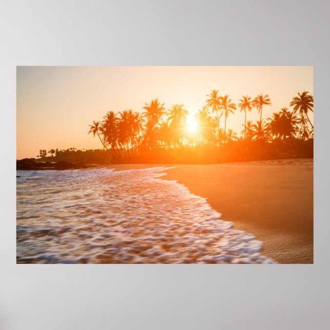 Sunset on the Beach with Coconut Palms | Sri Lanka Poster (Front)