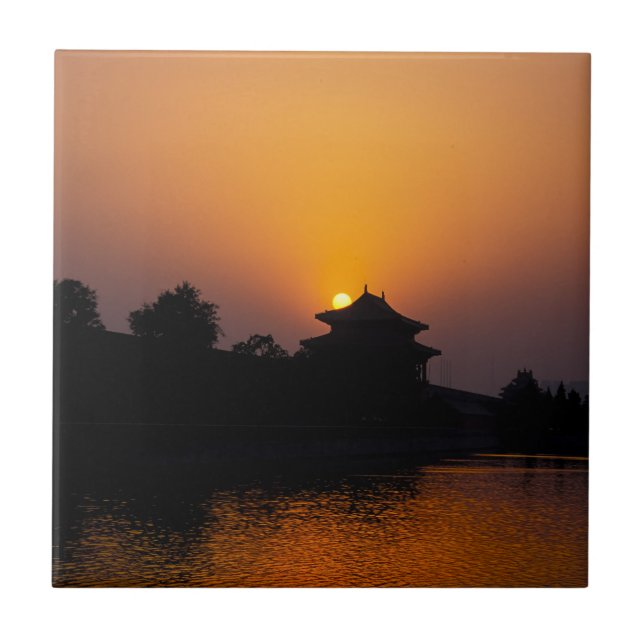 Sunset on the Forbidden city - Beijing, China Ceramic Tile (Front)