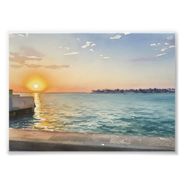 Sunset on the Harbor Photo Print (Front)