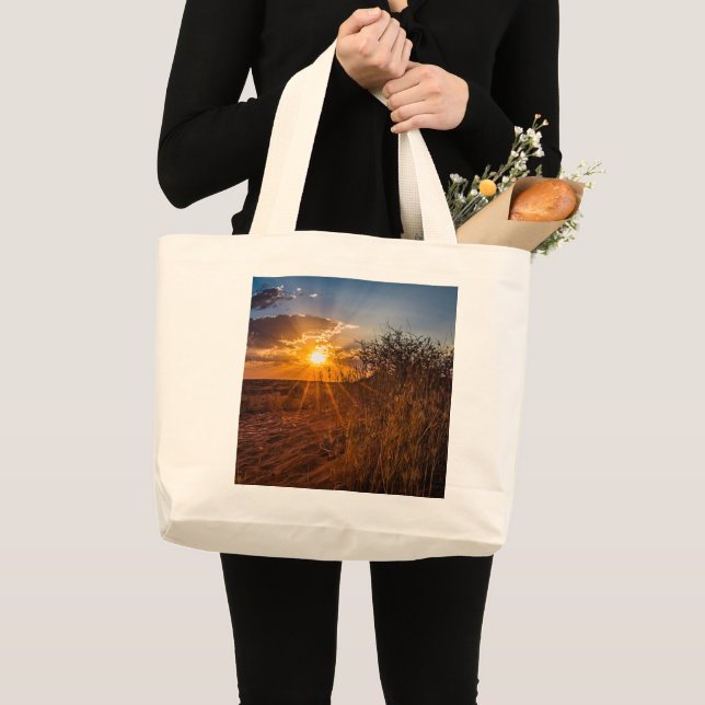 Sunset on the Kalahari desert, Namibia Large Tote Bag (Front (Product))