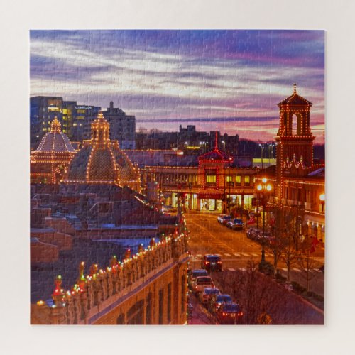 Sunset on the Kansas City Plaza Lights Jigsaw Puzz Jigsaw Puzzle