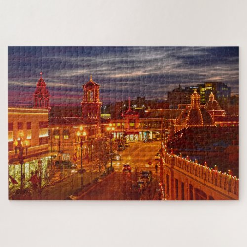 Sunset on the Kansas City Plaza Lights Jigsaw Puzzle