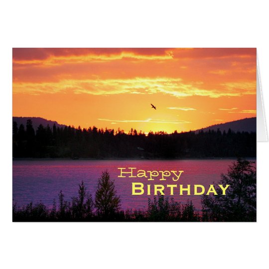 Sunset On The Lake, Happy Birthday Card | Zazzle.com