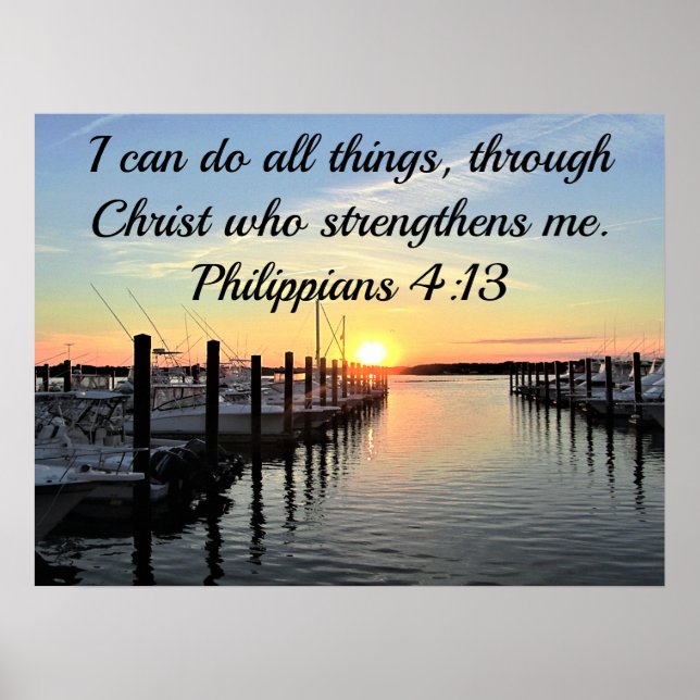 SUNSET ON THE LAKE PHILIPPIANS 4:13 POSTER (Front)