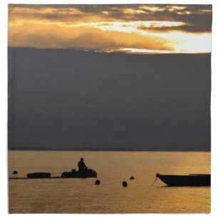 Sunset on the ocean at Portivy in Brittany Cloth Napkin
