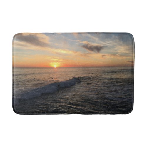sunset on the ocean bath mat