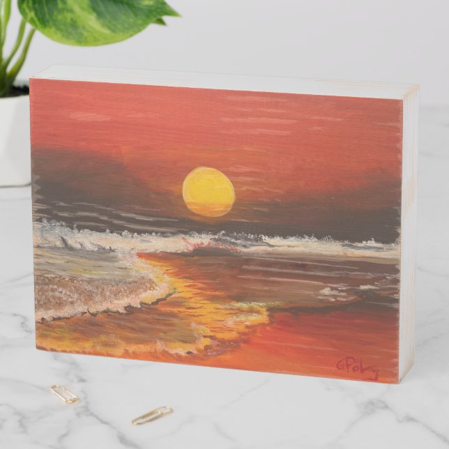 Sunset on the Pacific, by Gary Poling Wooden Box Sign (In Situ Horizontal)