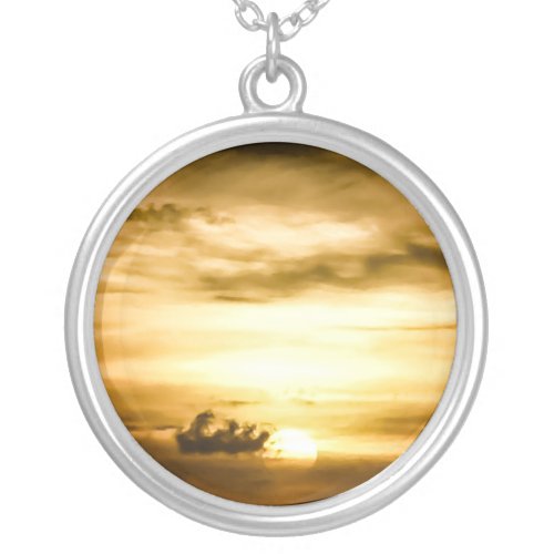 Sunset On The Pacific Ocean Silver Plated Necklace