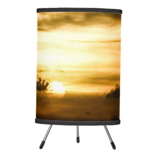 Sunset On The Pacific Ocean Tripod Lamp