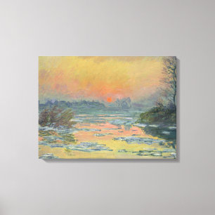 Sunset on the River Seine in Winter (Claude Monet) Canvas Print