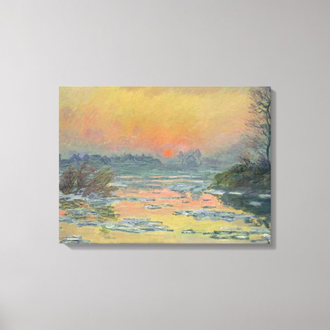 Sunset on the River Seine in Winter (Claude Monet) Canvas Print (Front)