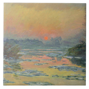 Sunset on the River Seine in Winter (Claude Monet) Ceramic Tile