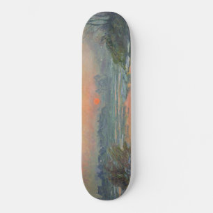Sunset on the River Seine in Winter (Claude Monet) Skateboard
