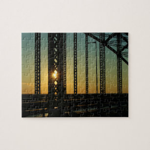 Sunset on the Robert Moses Bridge Long Island NY Jigsaw Puzzle