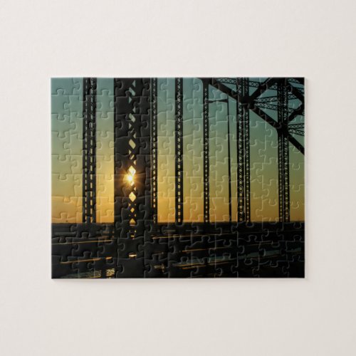 Sunset on the Robert Moses Bridge Long Island NY Jigsaw Puzzle