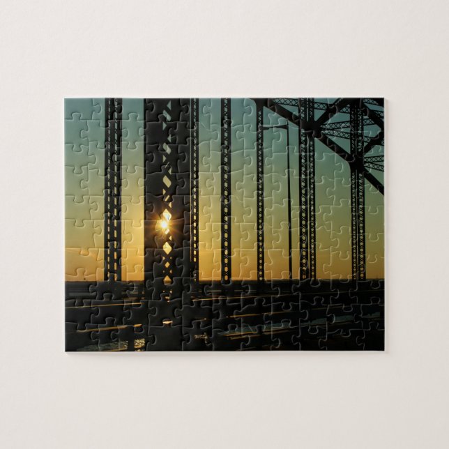 Sunset on the Robert Moses Bridge Long Island NY Jigsaw Puzzle (Horizontal)