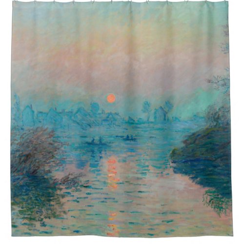 Sunset on the Seine at Lavacourt by Claude Monet Shower Curtain