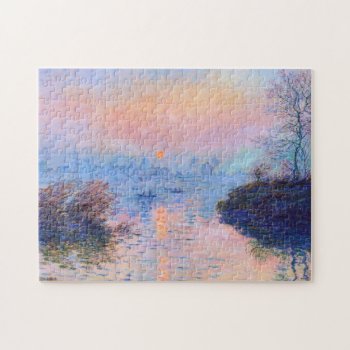 Sunset On The Seine At Lavacourt Monet Fine Art Jigsaw Puzzle by monetart at Zazzle