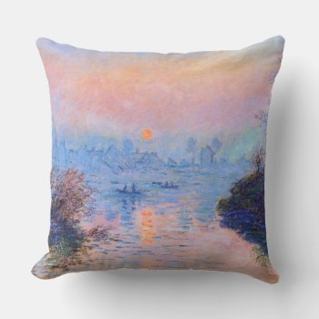 Sunset On The Seine At Lavacourt Monet Fine Art Throw Pillow by monetart at Zazzle