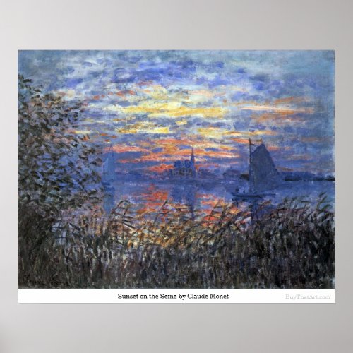 Sunset on the Seine by Claude Monet Poster