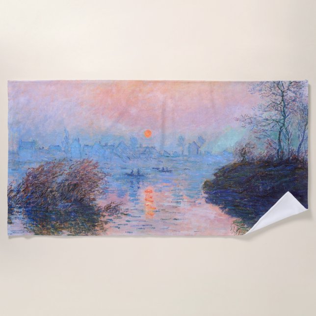 Sunset on the Seine Claude Monet   Beach Towel (Front)