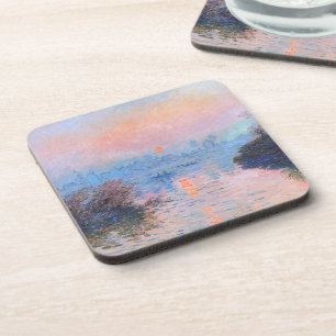 Sunset on the Seine Claude Monet   Beverage Coaster