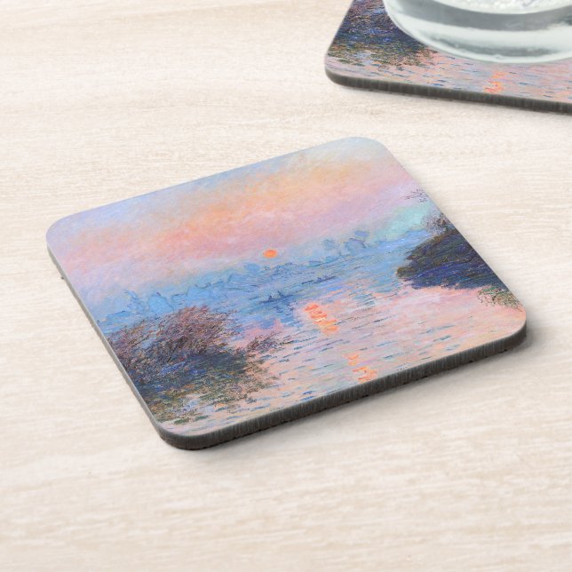 Sunset on the Seine Claude Monet   Beverage Coaster (Left Side)