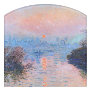 Sunset on the Seine Claude Monet    Door Sign