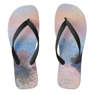 Sunset on the Seine Claude Monet Flip Flops
